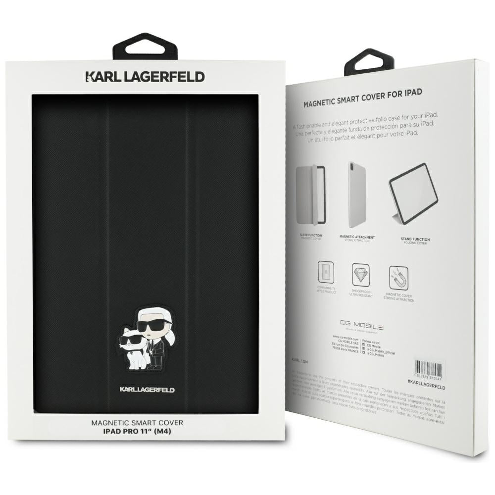 Custodia per Apple iPad Pro 11 (2024), Karl Lagerfeld, Saffiano Karl & Choupette, Nera.