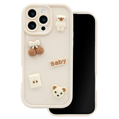 Custodia per Apple iPhone 12, OEM, Ultra Trendy 3D Bear, Beige