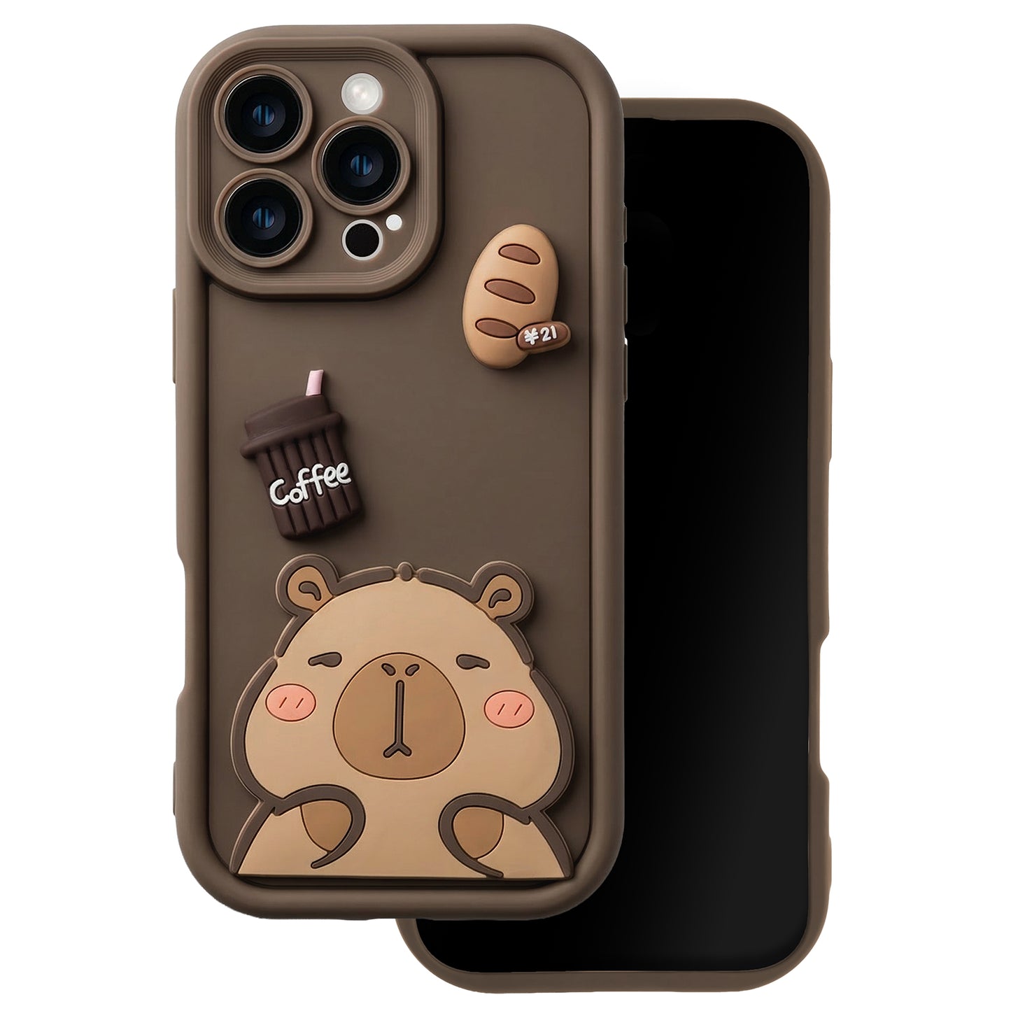 Custodia per Apple iPhone 14, OEM, Ultra Trendy 3D Capybara, Marrone