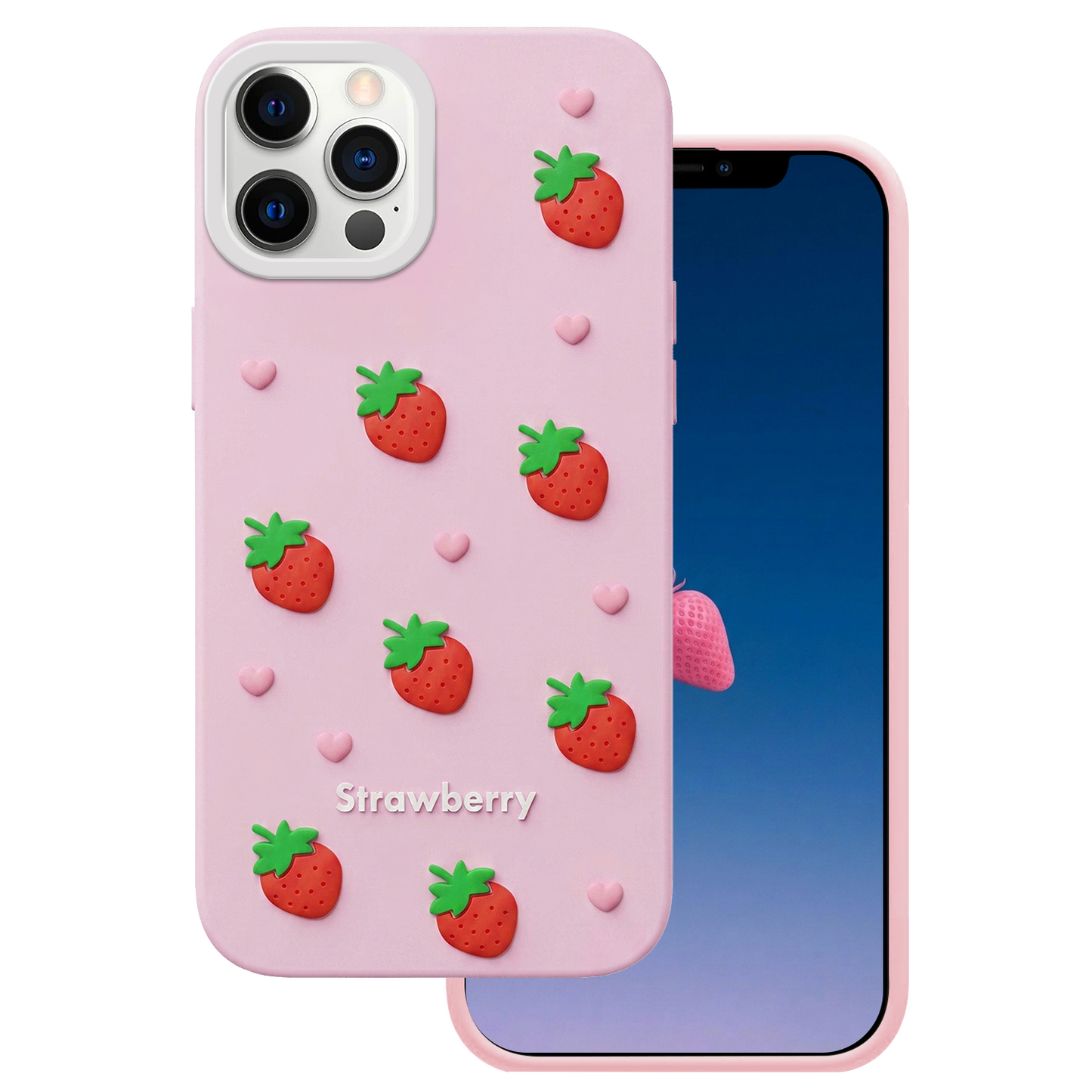 Case for Apple iPhone 12 / 12 Pro, OEM, Strawberry, Pink