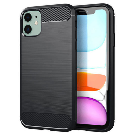 Custodia per Apple iPhone 11, Techsuit, Carbonio, Nera