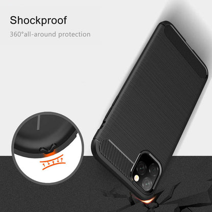 Custodia per Apple iPhone 11, Techsuit, Carbonio, Nera
