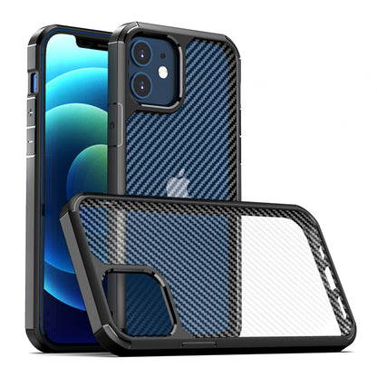 Custodia per Apple iPhone 12 / 12 Pro, Techsuit, CarbonFuse, Nera