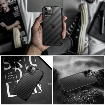 Custodia per Apple iPhone 12 / 12 Pro, Techsuit, CarbonFuse, Nera