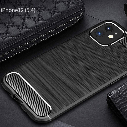 Custodia per Apple iPhone 12 mini, Techsuit, Carbonio, Nera