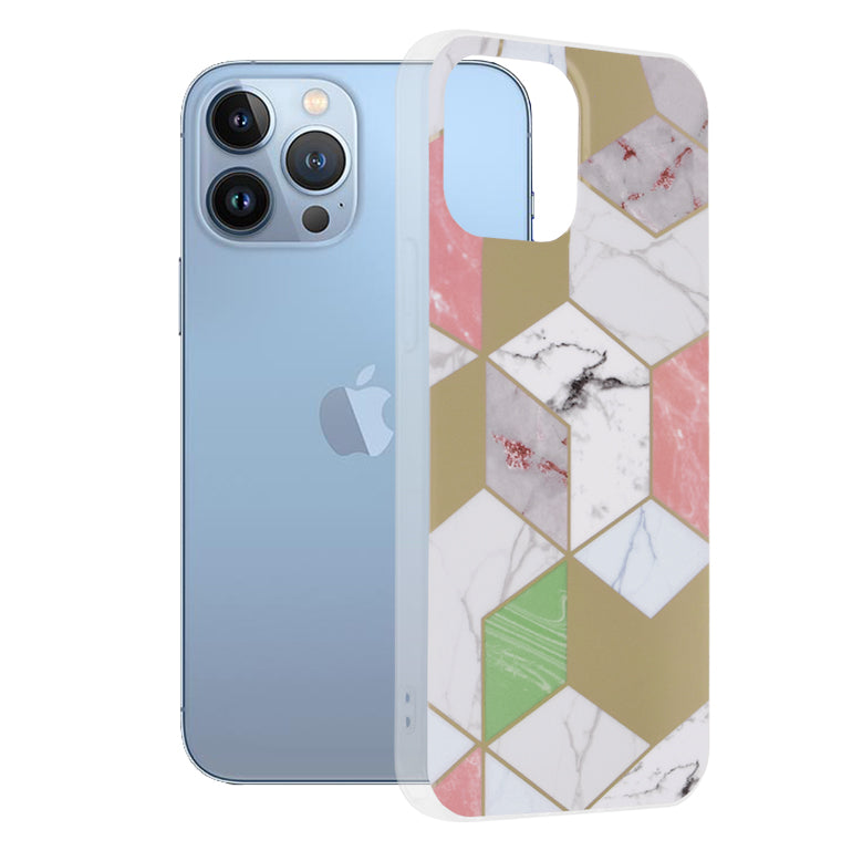 Custodia per Apple iPhone 13 Pro Max, Techsuit, Marble, Viola