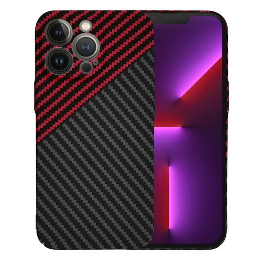Custodia per Apple iPhone 13 Pro, Techsuit, Carbonite FiberShell, Nero Rosso