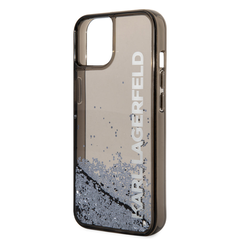 Custodia per Apple iPhone 14, Karl Lagerfeld, Liquid Glitter KL Logo, Nera