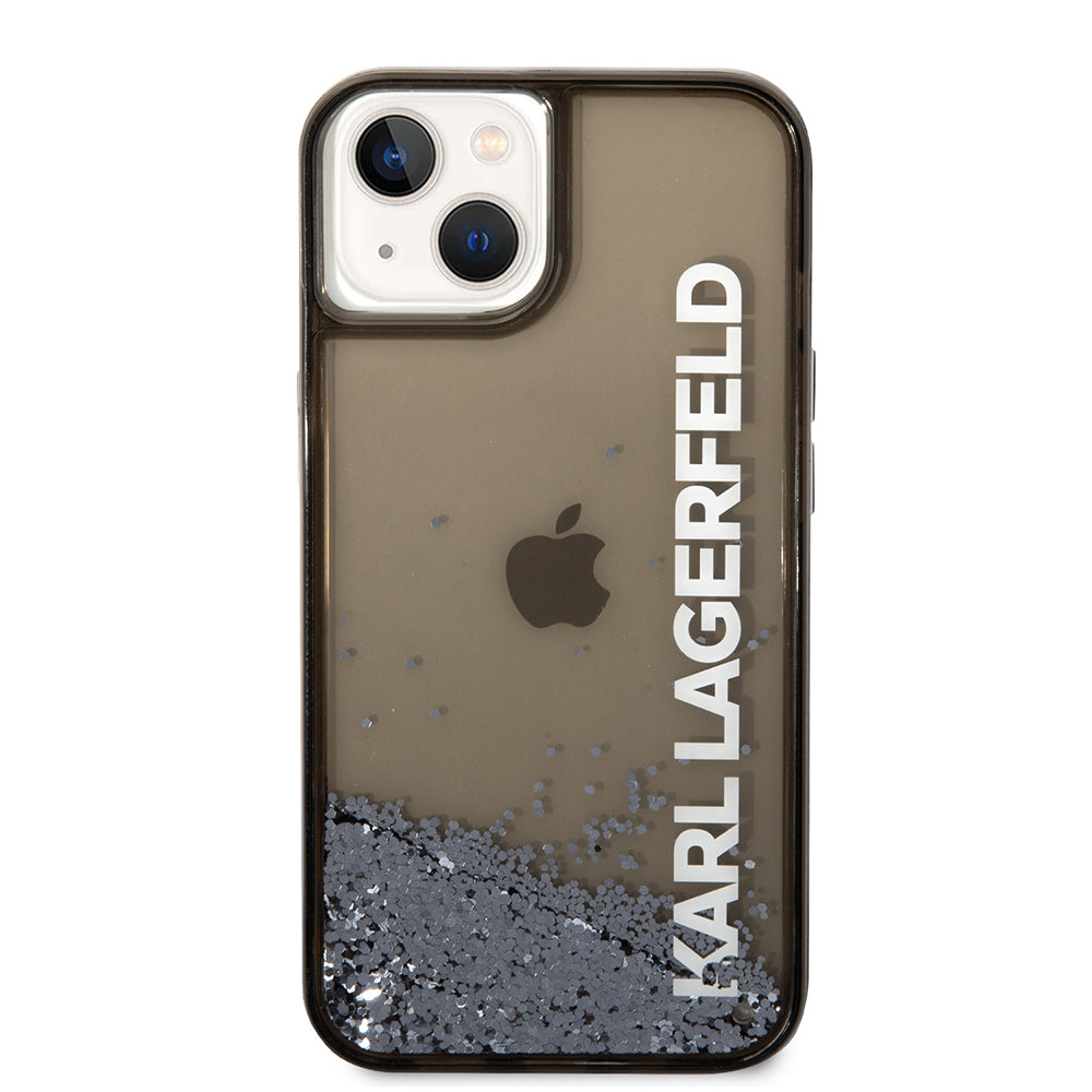 Custodia per Apple iPhone 14, Karl Lagerfeld, Liquid Glitter KL Logo, Nera
