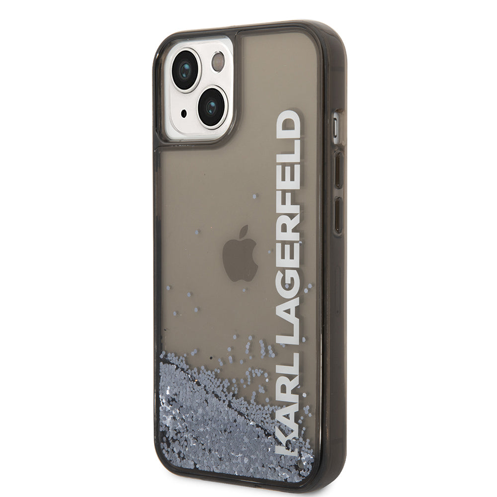 Custodia per Apple iPhone 14, Karl Lagerfeld, Liquid Glitter KL Logo, Nera
