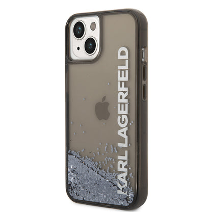 Custodia per Apple iPhone 14, Karl Lagerfeld, Liquid Glitter KL Logo, Nera