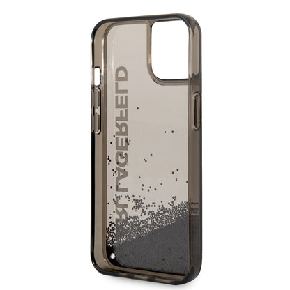 Custodia per Apple iPhone 14, Karl Lagerfeld, Liquid Glitter KL Logo, Nera
