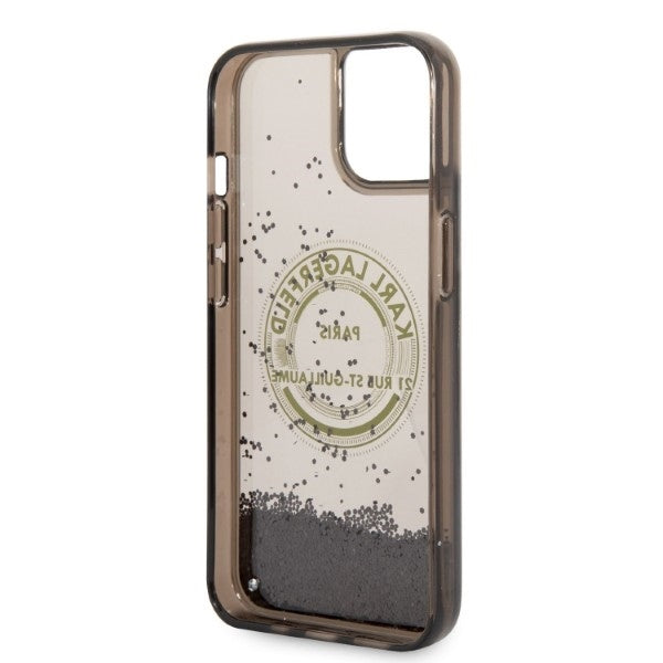 Custodia per Apple iPhone 14, Karl Lagerfeld, Liquid Glitter RSG, Nera
