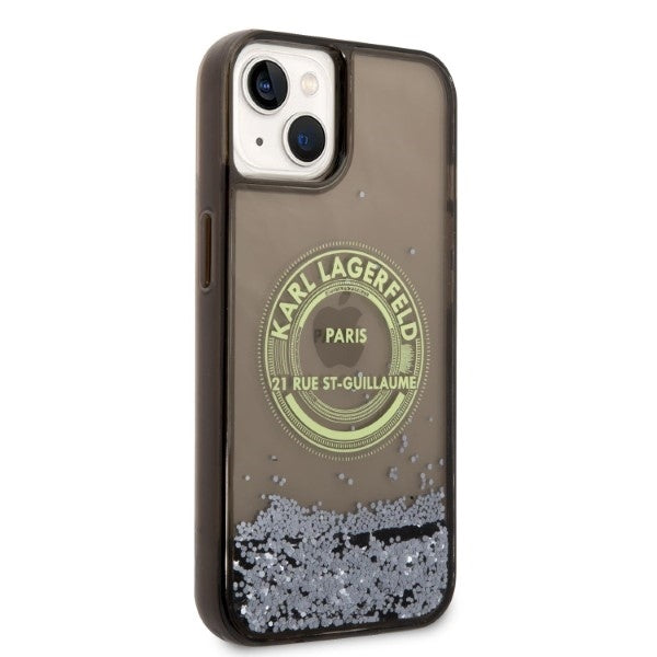 Custodia per Apple iPhone 14, Karl Lagerfeld, Liquid Glitter RSG, Nera