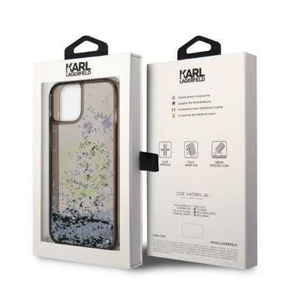Custodia per Apple iPhone 14, Karl Lagerfeld, Liquid Glitter RSG, Nera