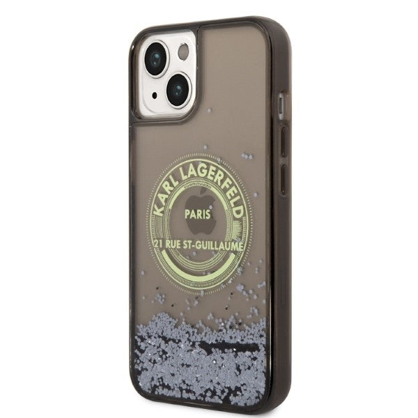 Custodia per Apple iPhone 14, Karl Lagerfeld, Liquid Glitter RSG, Nera
