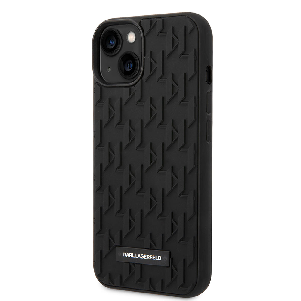 Custodia per Apple iPhone 14 Plus, Karl Lagerfeld, Monogramma 3D, Nera