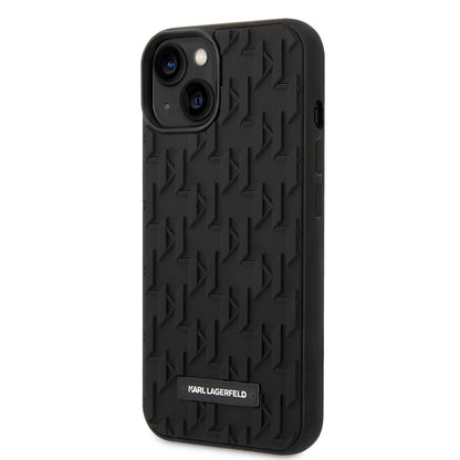 Custodia per Apple iPhone 14 Plus, Karl Lagerfeld, Monogramma 3D, Nera
