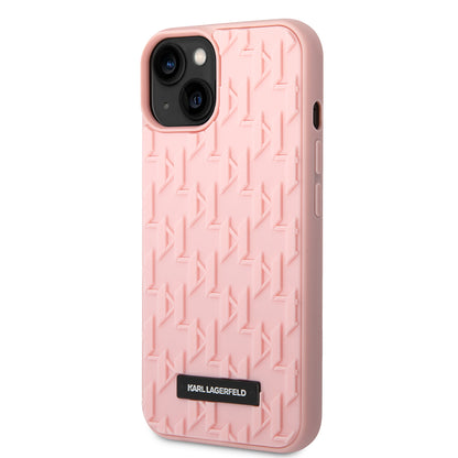 Custodia per Apple iPhone 14 Plus, Karl Lagerfeld, Monogramma 3D, Rosa