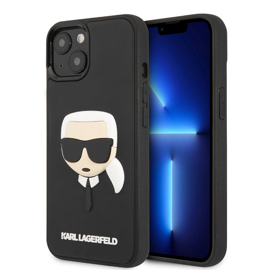 Custodia per Apple iPhone 14 Plus, Karl Lagerfeld, 3D Rubber Karl's Head, Nera