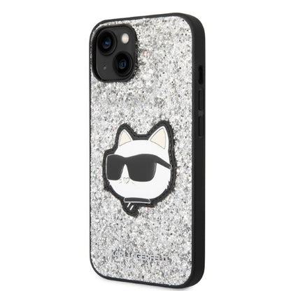 Custodia per Apple iPhone 14 Plus, Karl Lagerfeld, Glitter Choupette Patch, Argento