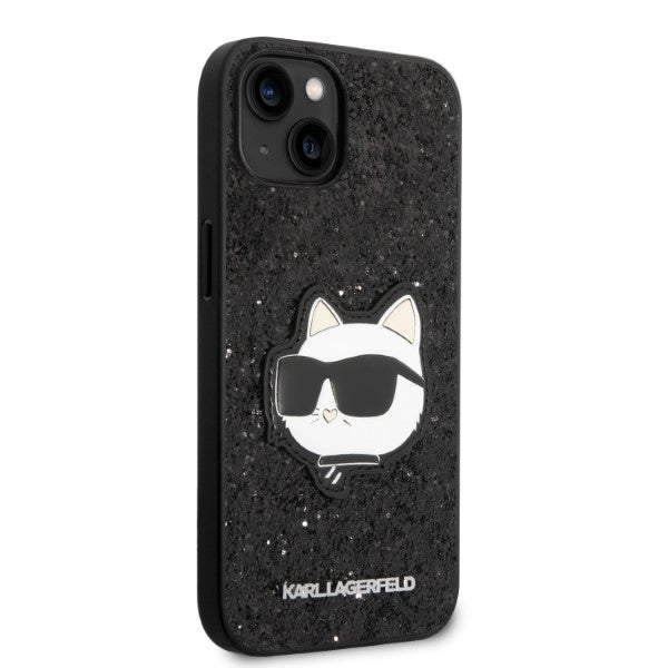 Custodia per Apple iPhone 14 Plus, Karl Lagerfeld, Glitter Choupette Patch, Nera
