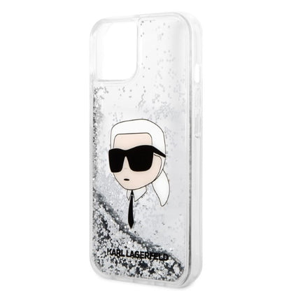 Custodia per Apple iPhone 14 Plus, Karl Lagerfeld, Glitter Karl's Head, Argento