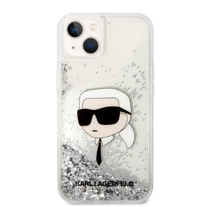 Custodia per Apple iPhone 14 Plus, Karl Lagerfeld, Glitter Karl's Head, Argento