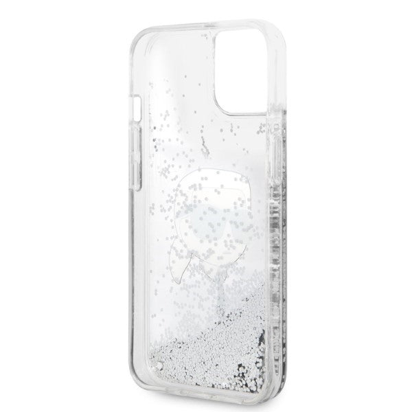 Custodia per Apple iPhone 14 Plus, Karl Lagerfeld, Glitter Karl's Head, Argento