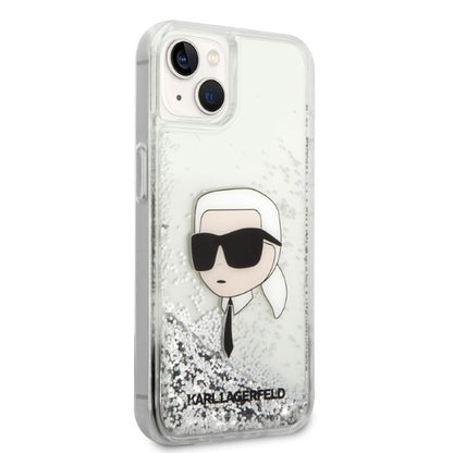 Custodia per Apple iPhone 14 Plus, Karl Lagerfeld, Glitter Karl's Head, Argento