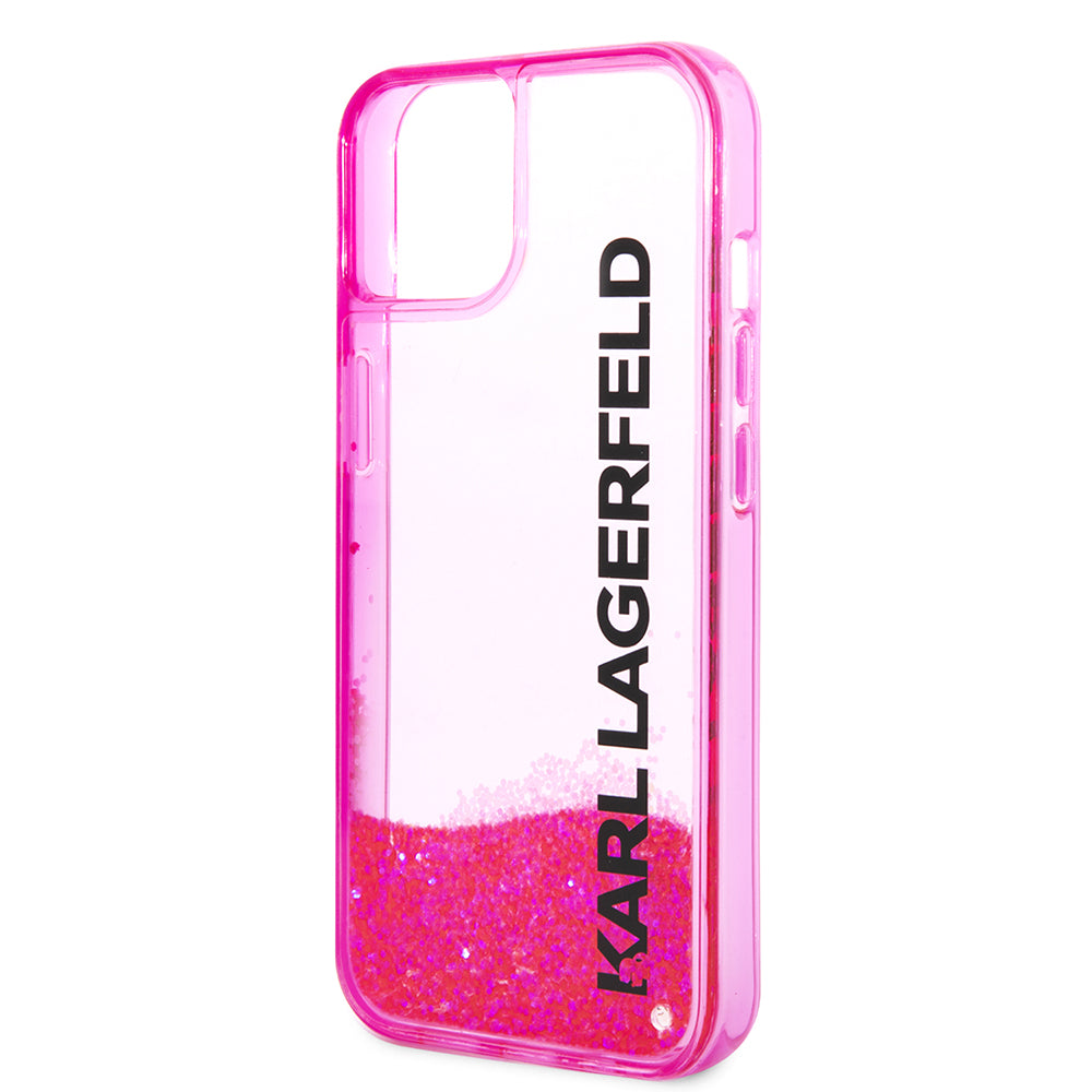 Custodia per Apple iPhone 14 Plus, Karl Lagerfeld, Liquid Glitter KL Logo, Rosa