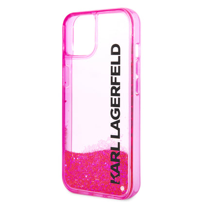 Custodia per Apple iPhone 14 Plus, Karl Lagerfeld, Liquid Glitter KL Logo, Rosa