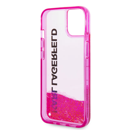 Custodia per Apple iPhone 14 Plus, Karl Lagerfeld, Liquid Glitter KL Logo, Rosa