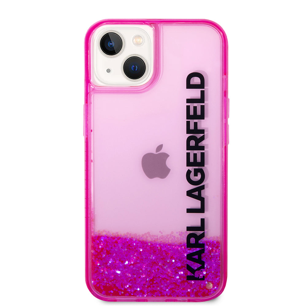 Custodia per Apple iPhone 14 Plus, Karl Lagerfeld, Liquid Glitter KL Logo, Rosa