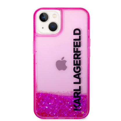 Custodia per Apple iPhone 14 Plus, Karl Lagerfeld, Liquid Glitter KL Logo, Rosa
