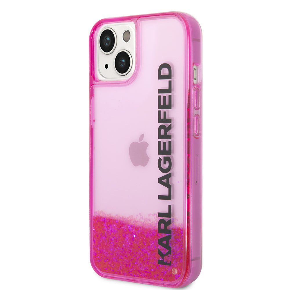Custodia per Apple iPhone 14 Plus, Karl Lagerfeld, Liquid Glitter KL Logo, Rosa