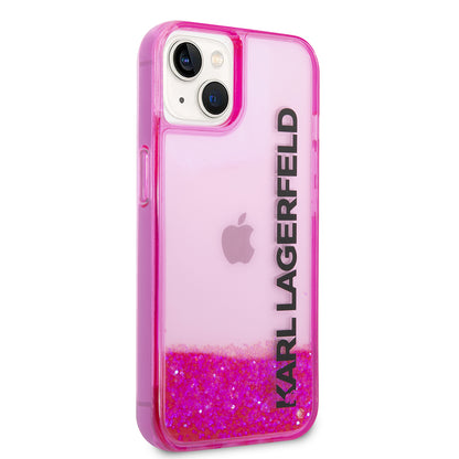 Custodia per Apple iPhone 14 Plus, Karl Lagerfeld, Liquid Glitter KL Logo, Rosa