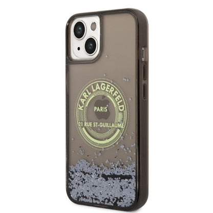 Custodia per Apple iPhone 14 Plus, Karl Lagerfeld, Liquid Glitter RSG, Nera