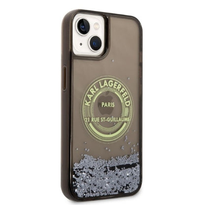 Custodia per Apple iPhone 14 Plus, Karl Lagerfeld, Liquid Glitter RSG, Nera