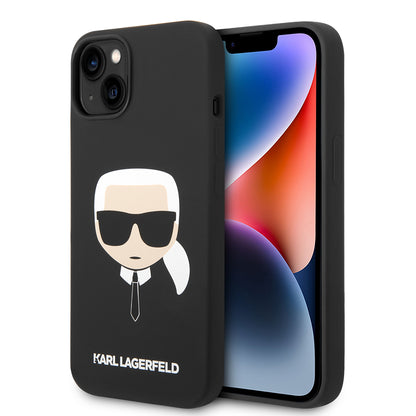 Custodia per Apple iPhone 14 Plus, Karl Lagerfeld, Silicone Karl's Head, Nera