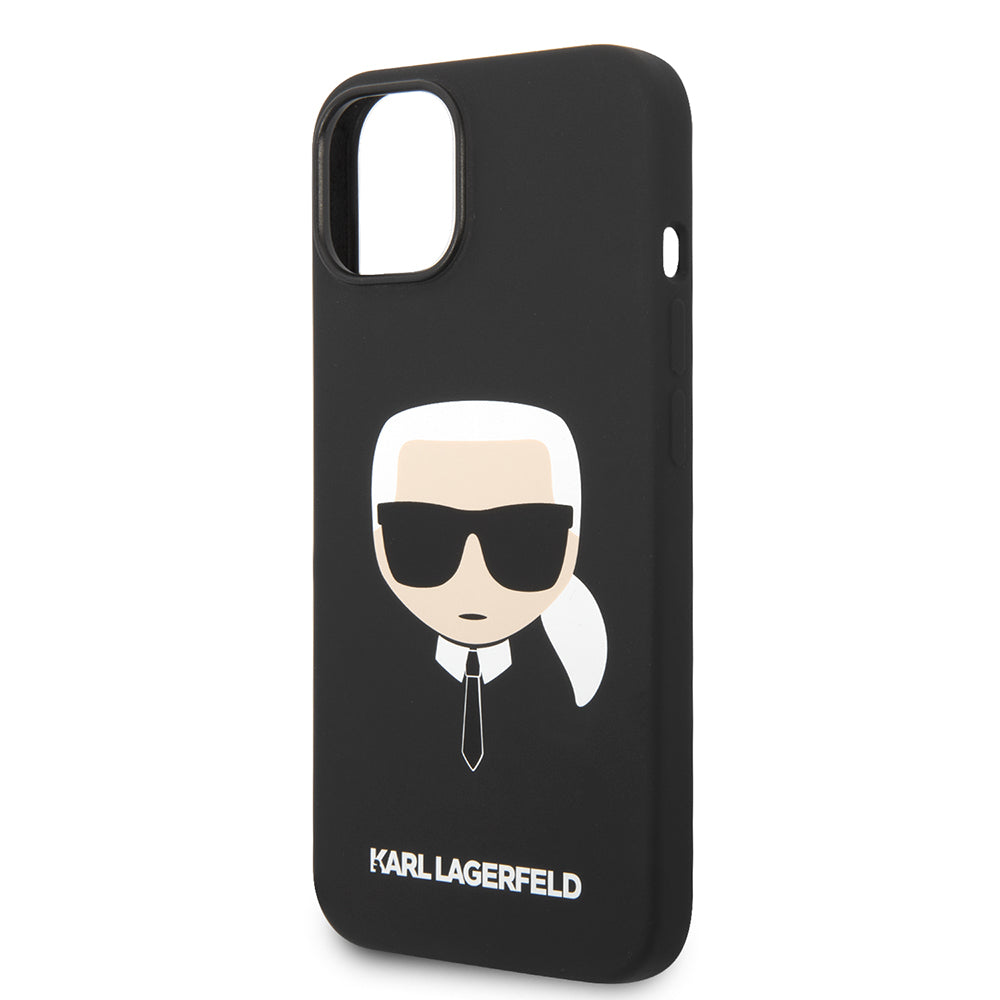 Custodia per Apple iPhone 14 Plus, Karl Lagerfeld, Silicone Karl's Head, Nera