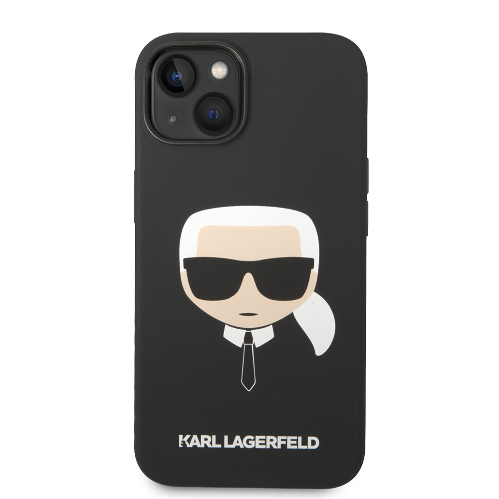 Custodia per Apple iPhone 14 Plus, Karl Lagerfeld, Silicone Karl's Head, Nera