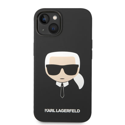 Custodia per Apple iPhone 14 Plus, Karl Lagerfeld, Silicone Karl's Head, Nera