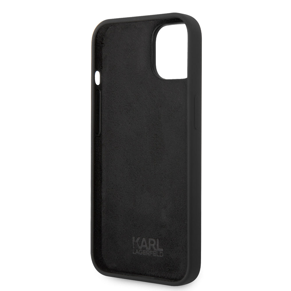 Custodia per Apple iPhone 14 Plus, Karl Lagerfeld, Silicone Karl's Head, Nera