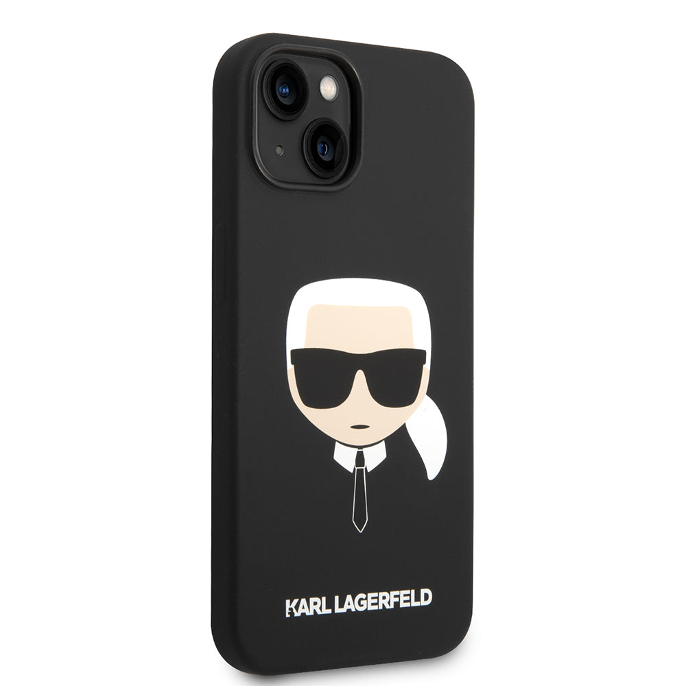 Custodia per Apple iPhone 14 Plus, Karl Lagerfeld, Silicone Karl's Head, Nera