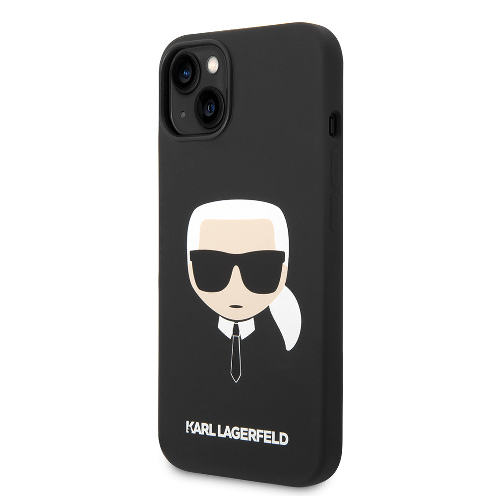Custodia per Apple iPhone 14 Plus, Karl Lagerfeld, Silicone Karl's Head, Nera