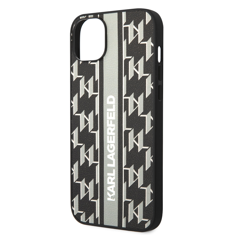Custodia per Apple iPhone 14 Plus, Karl Lagerfeld, Monogram Stripe, Grigio