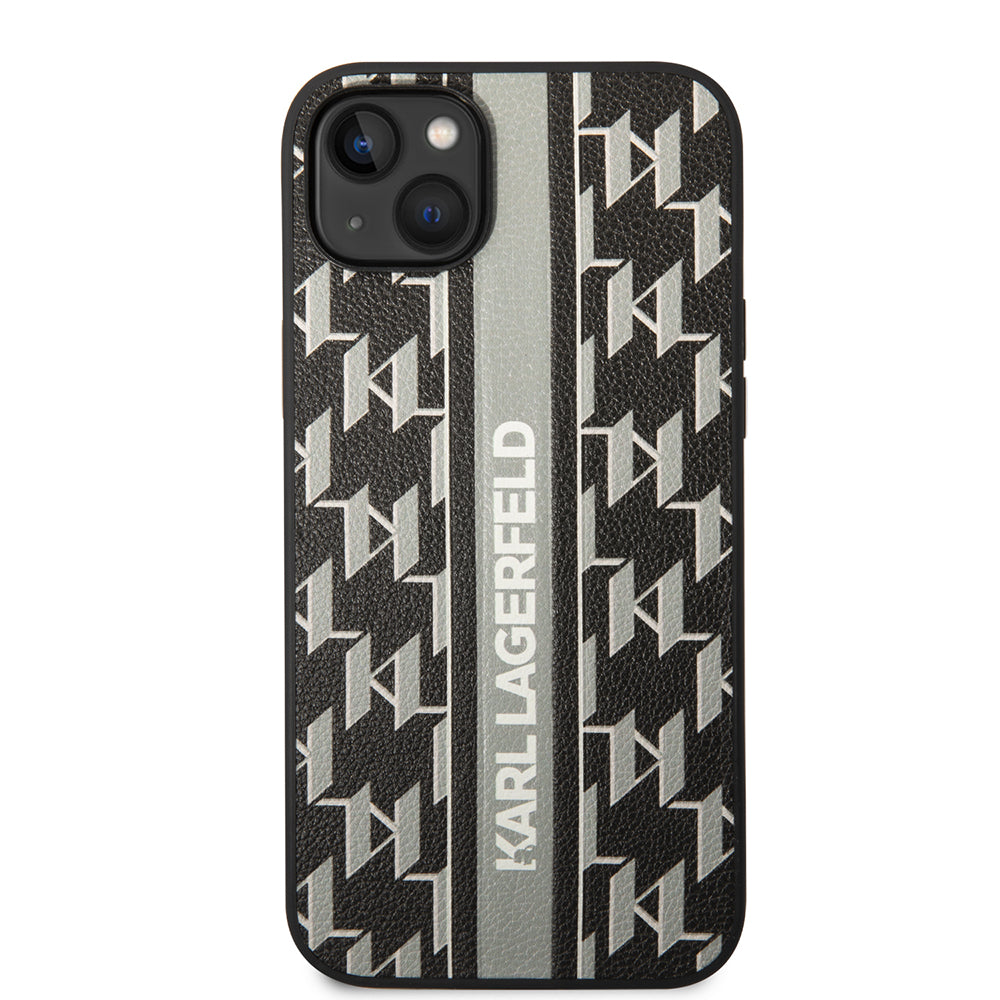Custodia per Apple iPhone 14 Plus, Karl Lagerfeld, Monogram Stripe, Grigio