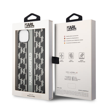 Custodia per Apple iPhone 14 Plus, Karl Lagerfeld, Monogram Stripe, Grigio