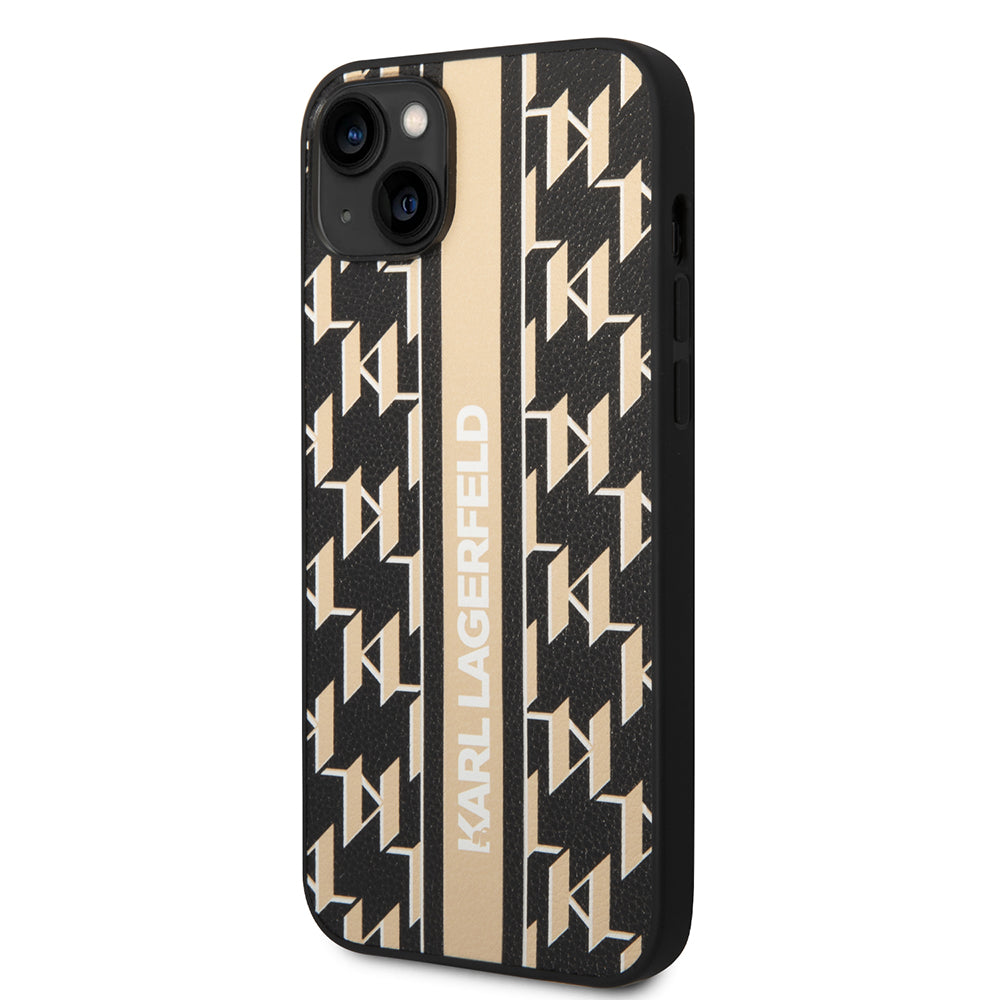 Case for Apple iPhone 14 Plus, Karl Lagerfeld, Monogram Stripe, Brown